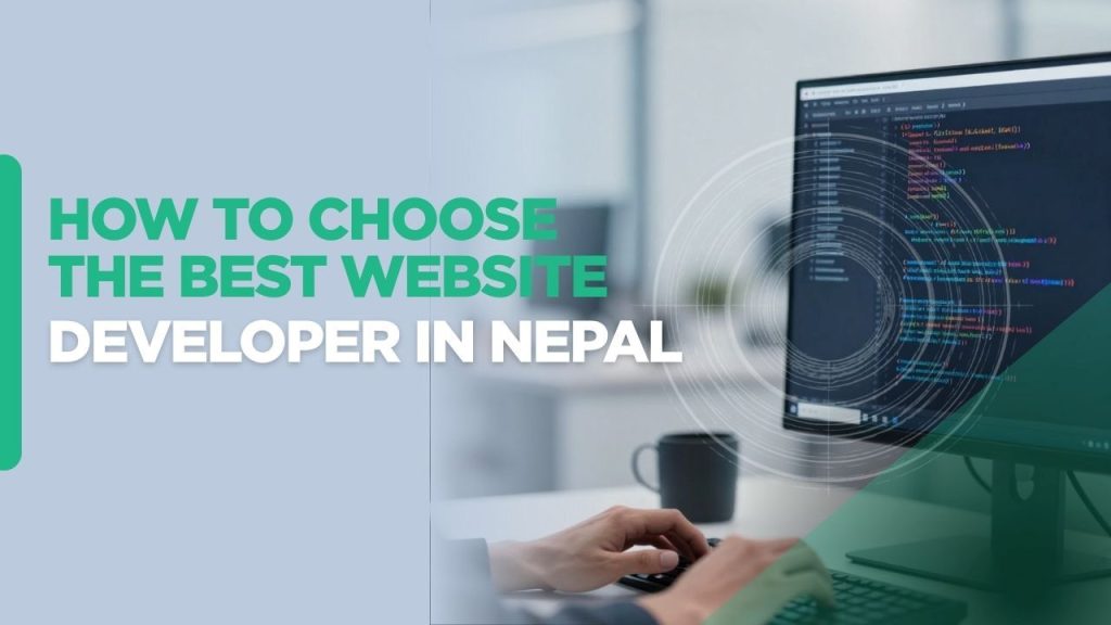 Professional website developer in Nepal working on a laptop for a guide on choosing the best web developer