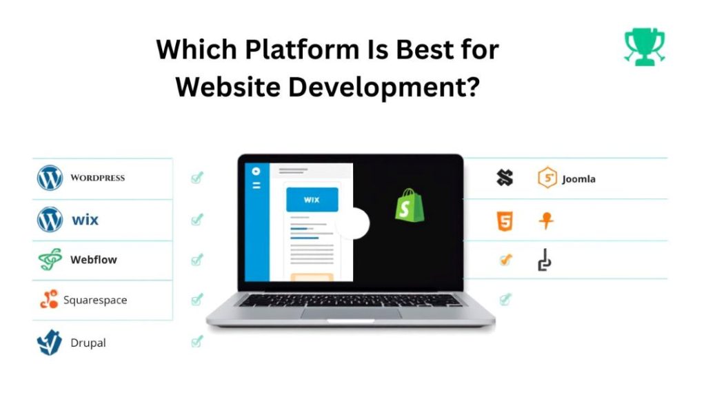 Website developer comparing WordPress, Shopify, Wix, Webflow, and custom website development platforms