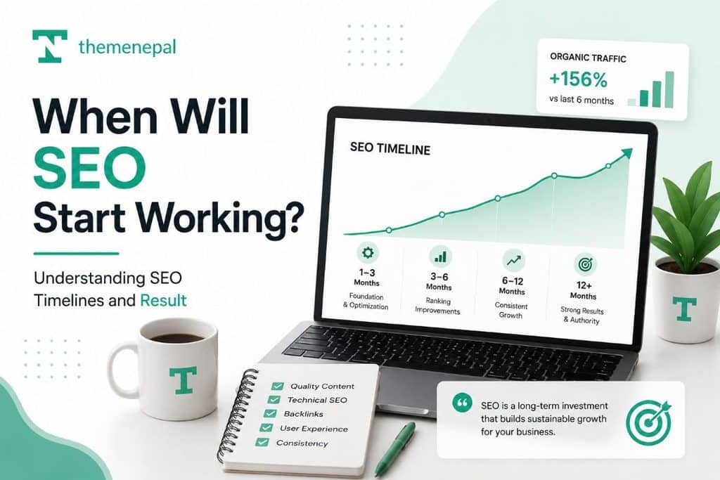SEO agency in Nepal explaining SEO timelines, rankings, traffic growth, and long-term results