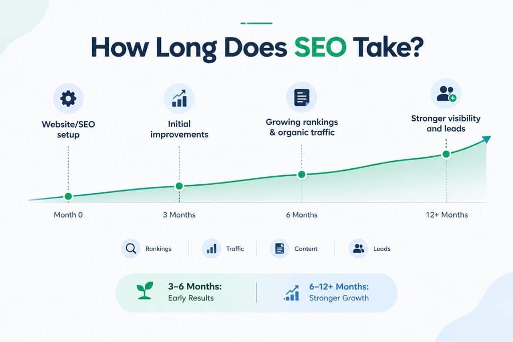 SEO services in Nepal timeline showing SEO results over 12 months