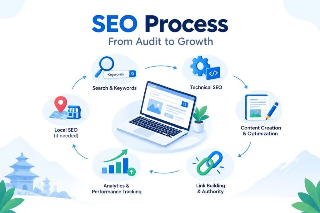 SEO services in Nepal process from SEO audit to website growth