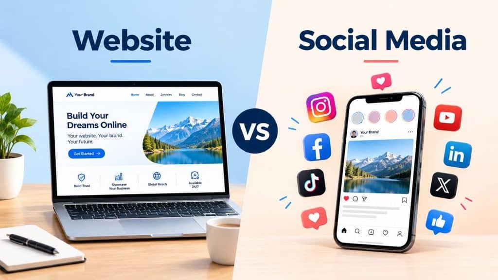 Comparison of a business website and social media platforms