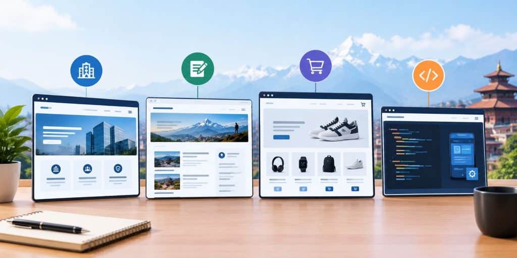 Website development cost comparison for business, blog, e-commerce, and custom websites